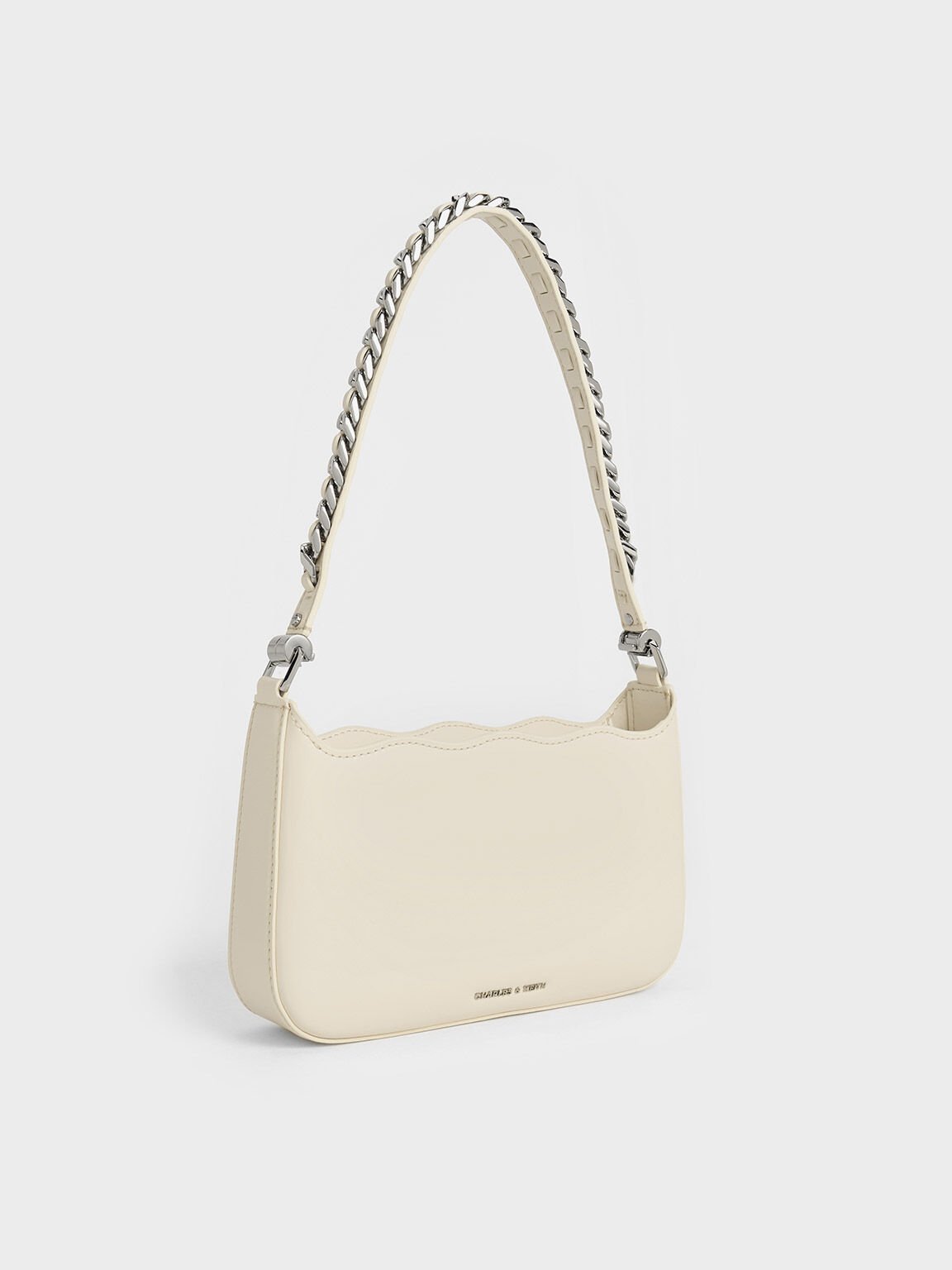 Wavy Braided Chain-Link Shoulder Bag, Chalk, hi-res