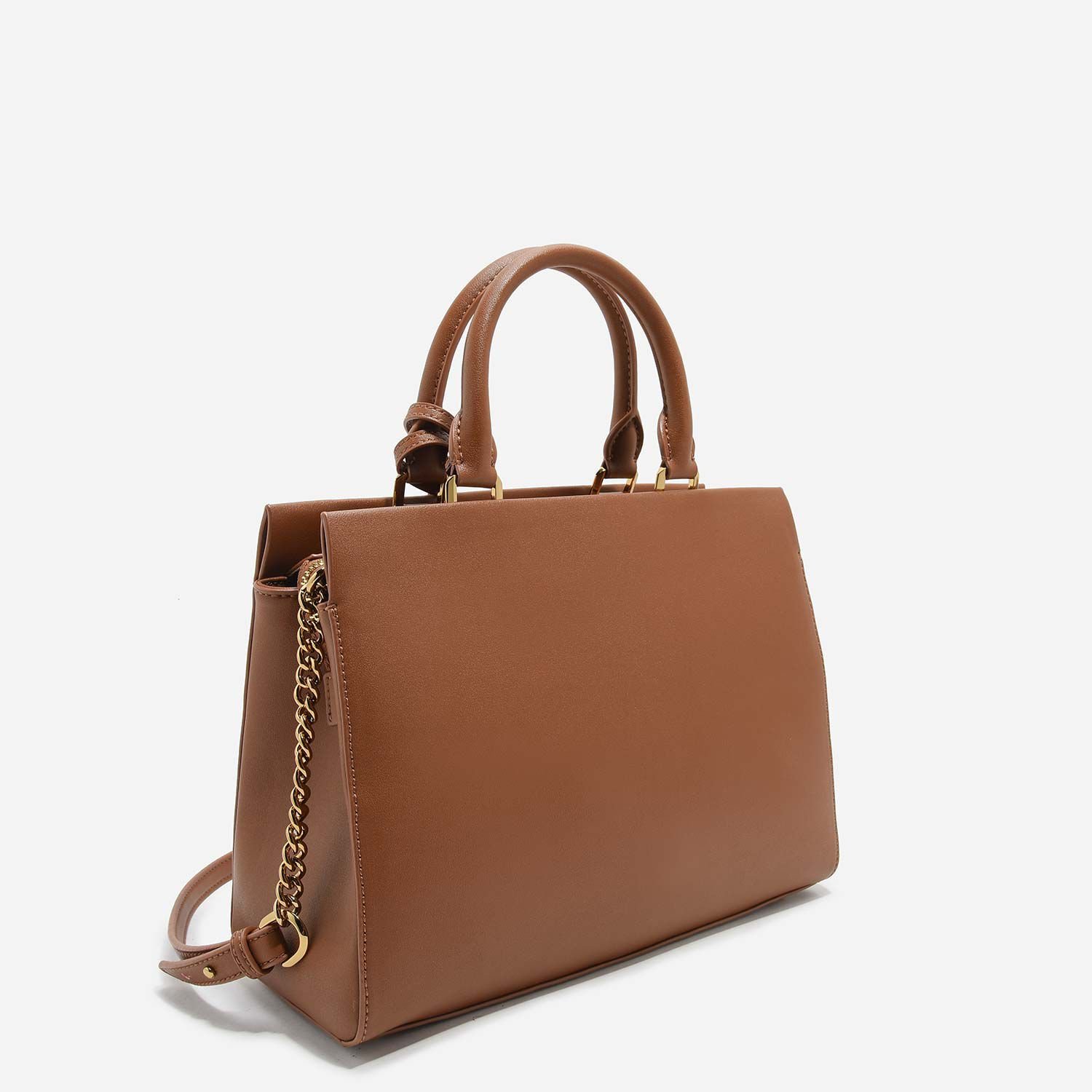 Classic Structured Handbag, Brown, hi-res