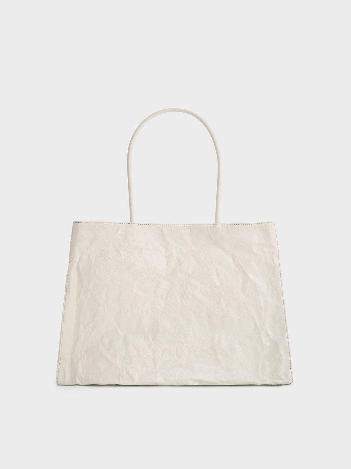 Large Matina Crinkle-Effect Tote Bag, Cream, hi-res