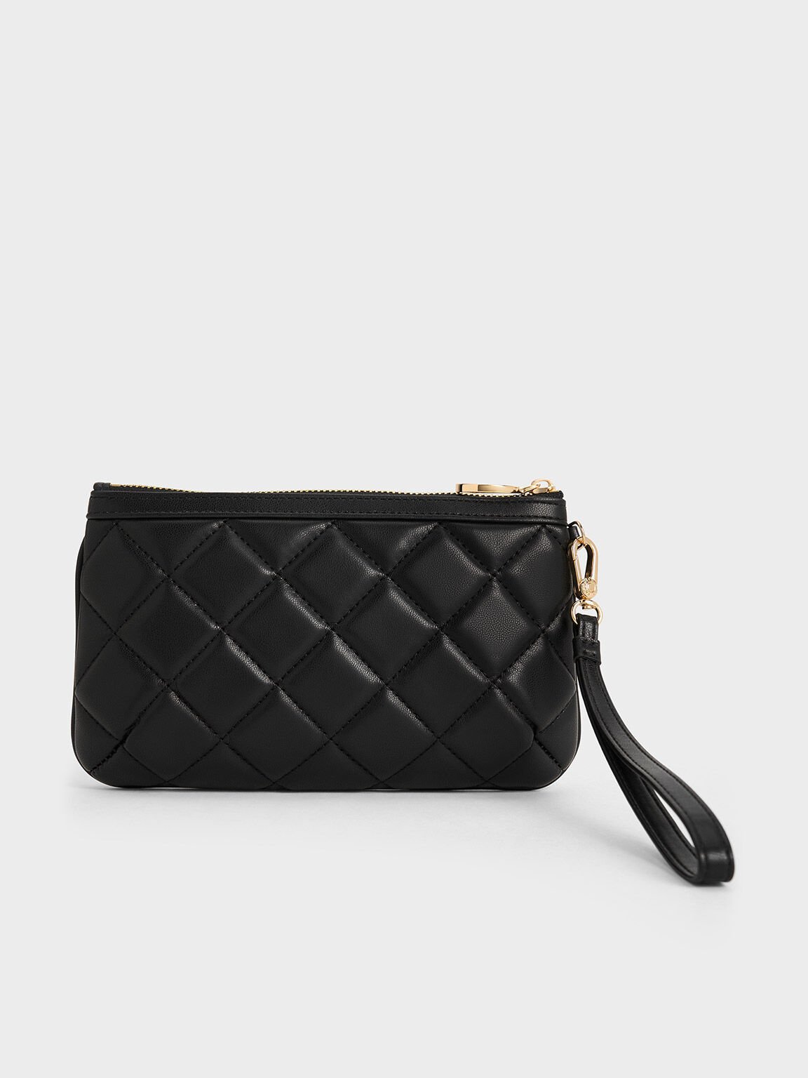 Cressida Quilted Wristlet, Black, hi-res