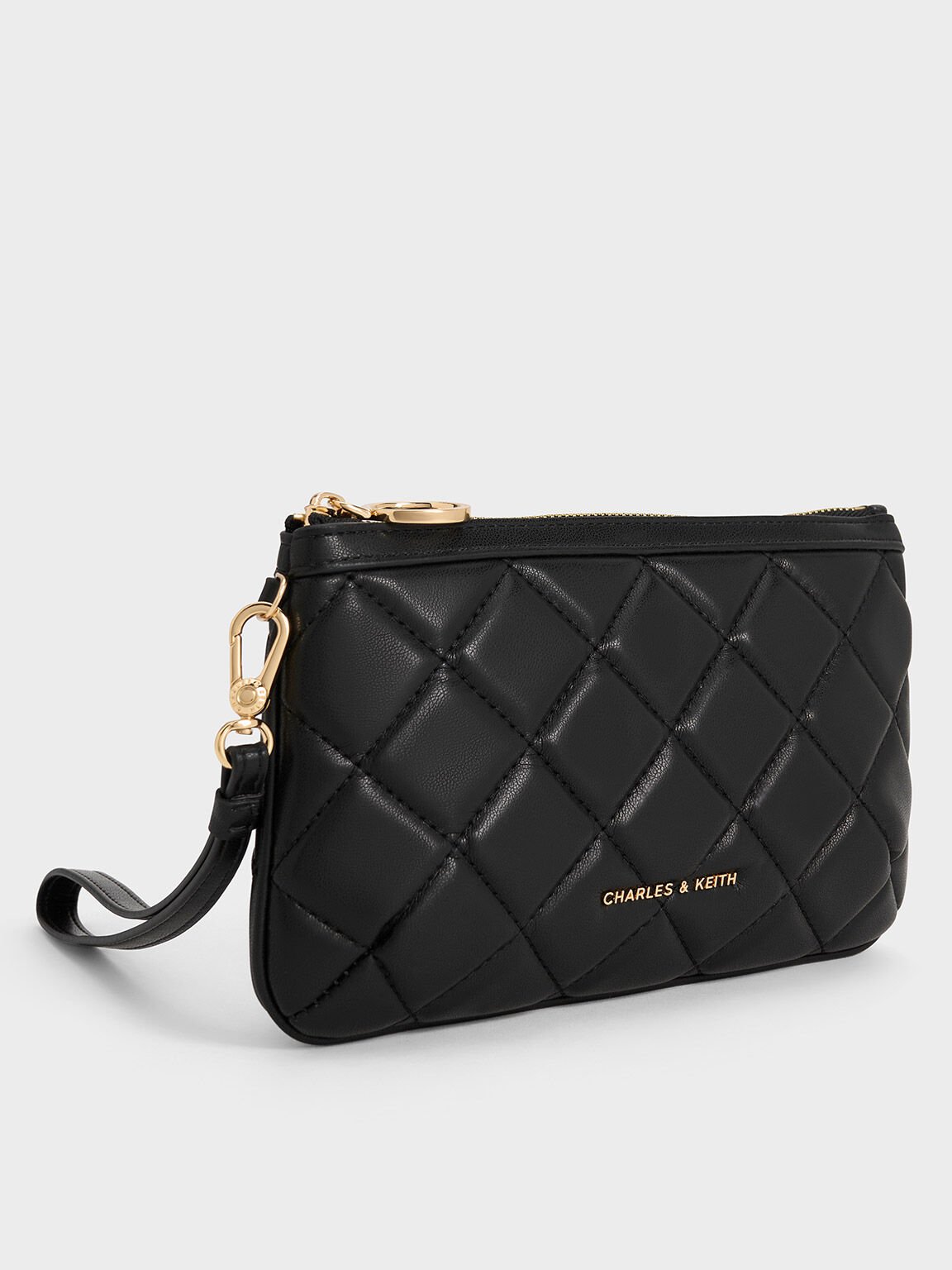 Cressida Quilted Wristlet, Black, hi-res