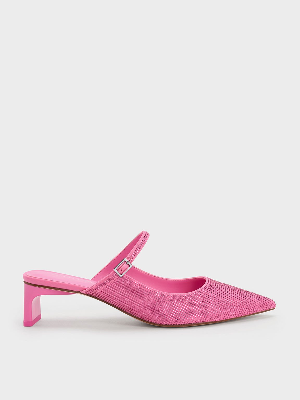 Gem-Embellished Blade Heel Mules, Pink, hi-res