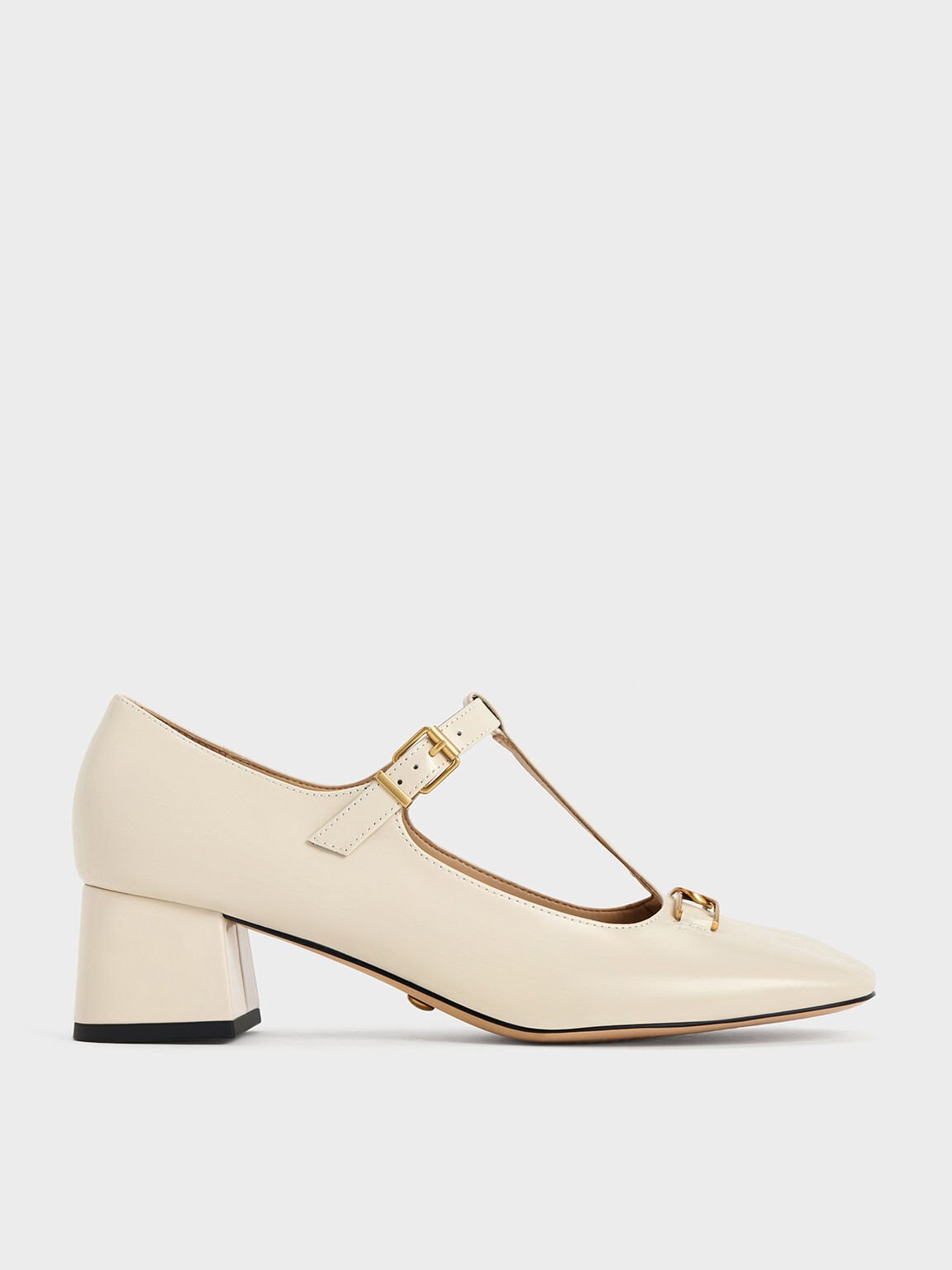 Gabine Leather T-Bar Mary Jane Pumps, Chalk, hi-res