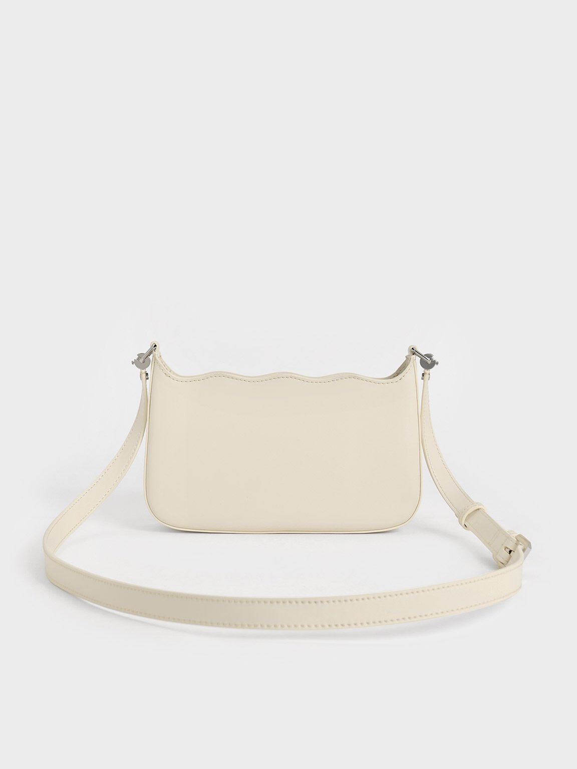 Wavy Braided Chain-Link Shoulder Bag, Chalk, hi-res