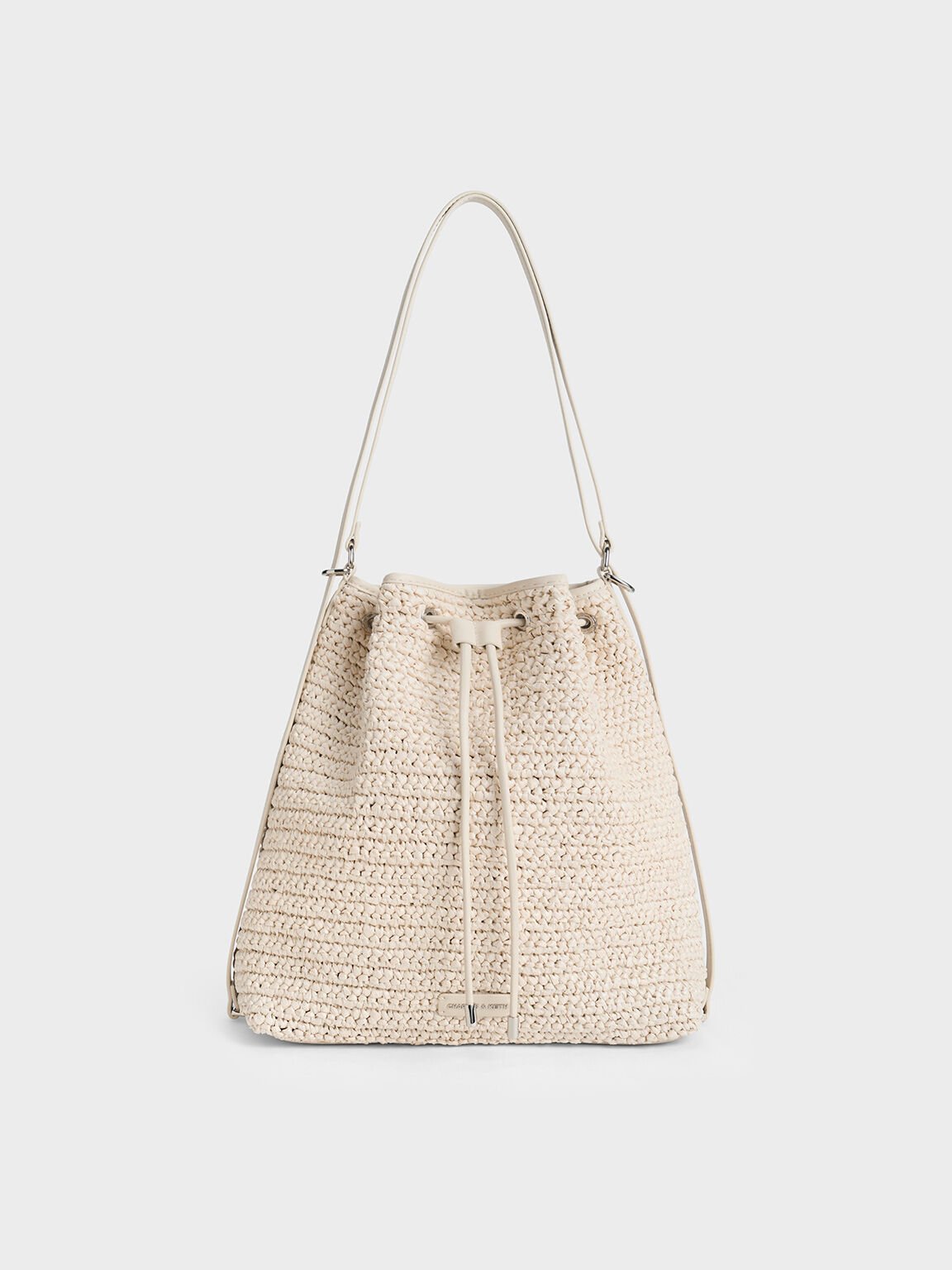 Neva Woven Two-Way Bucket Bag, Beige, hi-res