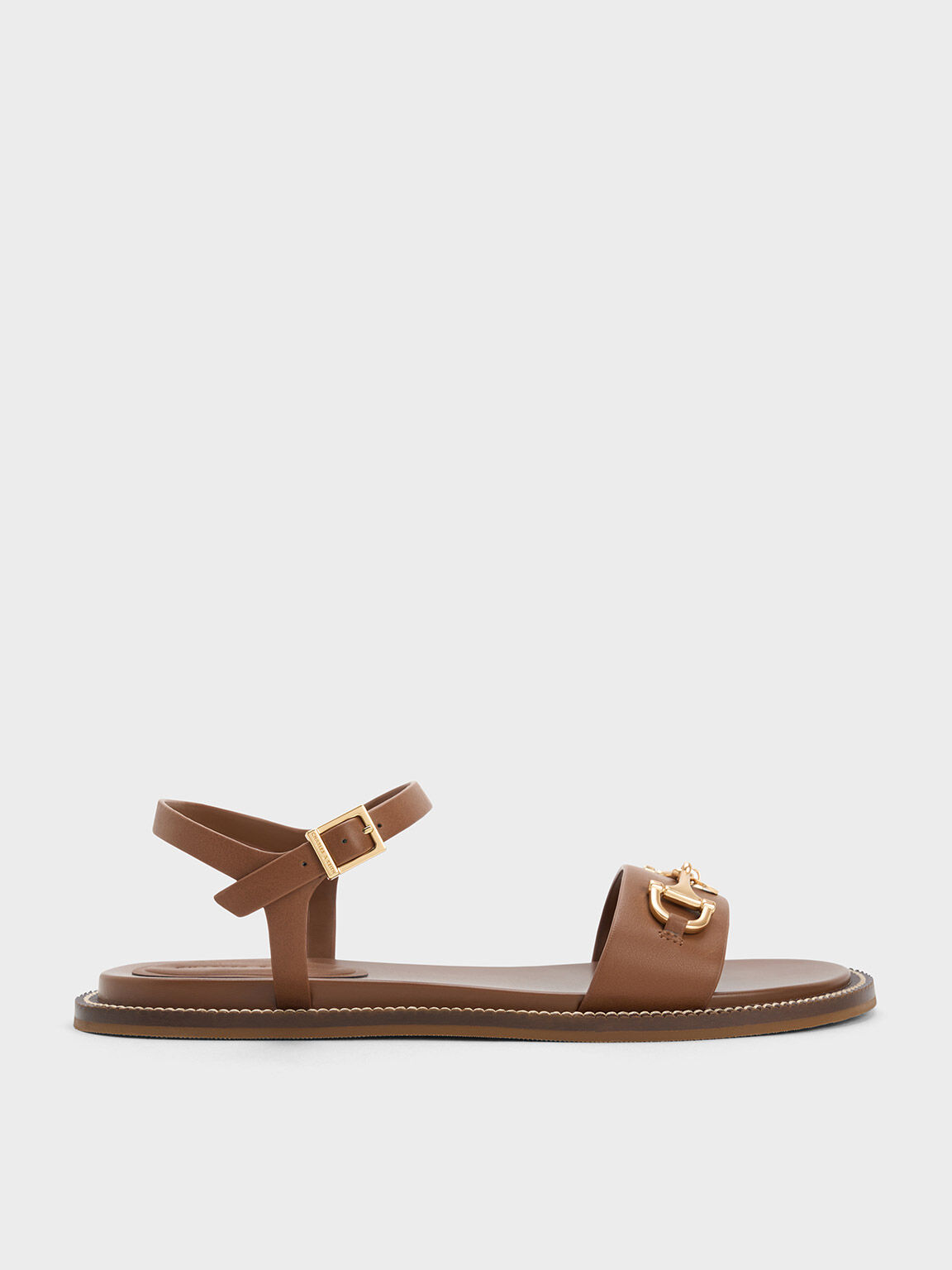 Capri Strap Sandals of Tory Burch - Brown leather toe thong sandals with  baroque logo for women