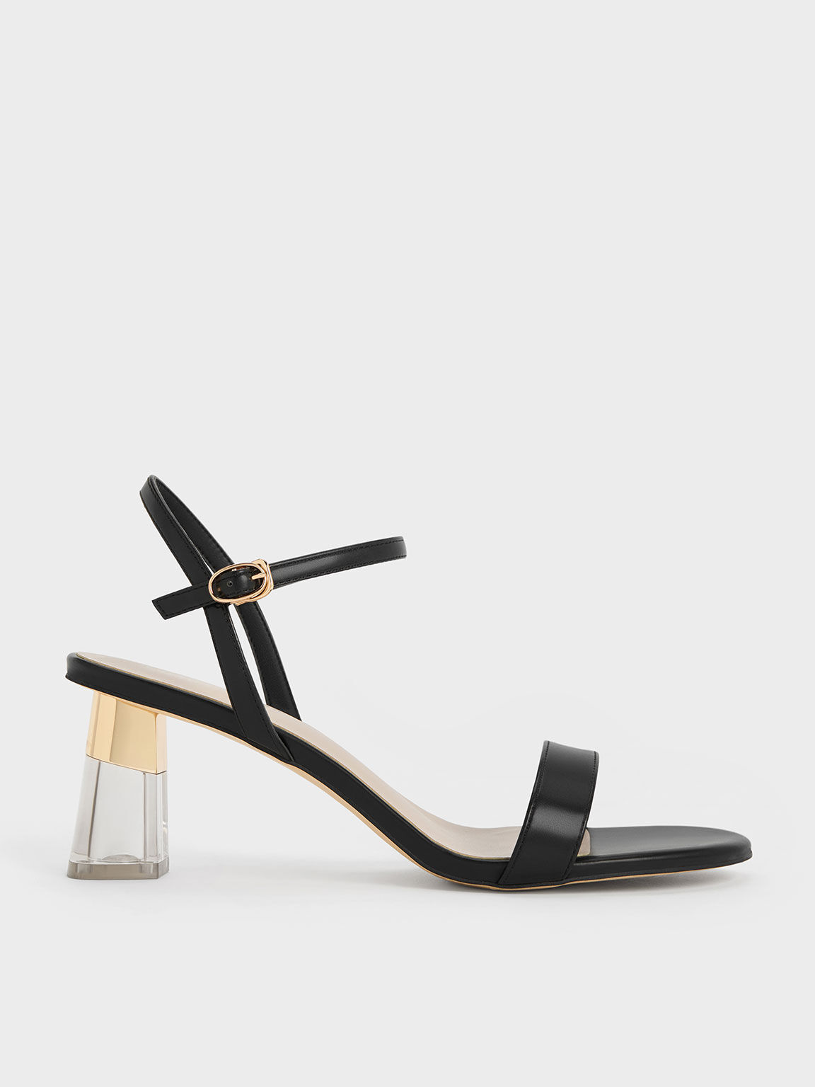 Charles & Keith Women's Clear Trapeze Heel Sandals