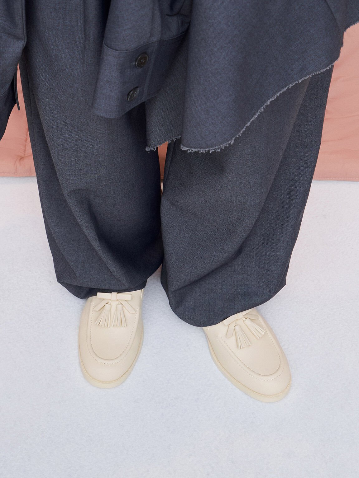 Bow Tassel Loafers, Chalk, hi-res