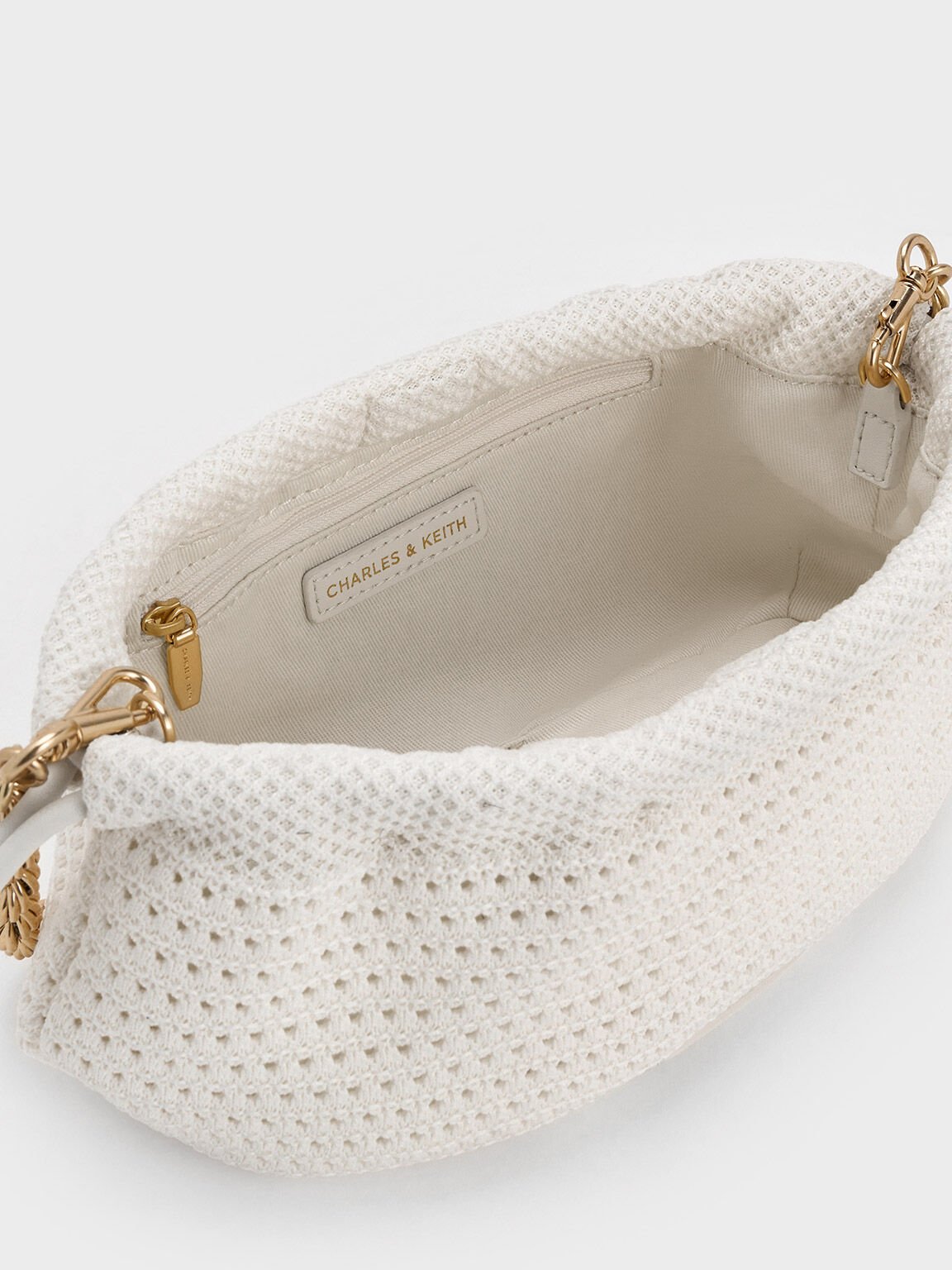 Ida Knitted Chain-Handle Clutch, Cream, hi-res