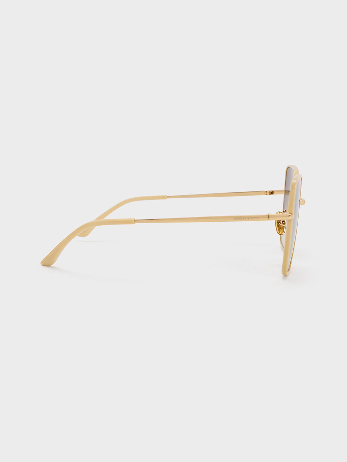 Recycled Acetate Thin-Rim Wide-Square Sunglasses, Cream, hi-res