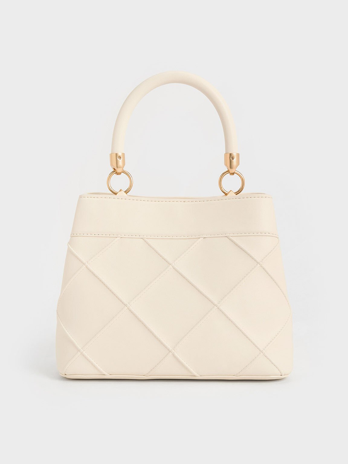 Eleni Quilted Top Handle Bag, Cream, hi-res