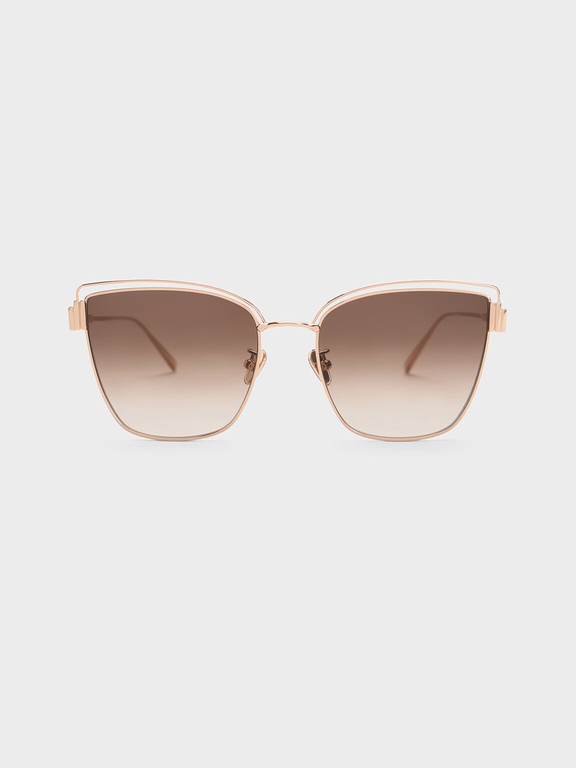 Wire-Frame Cat-Eye Sunglasses, Rose Gold, hi-res