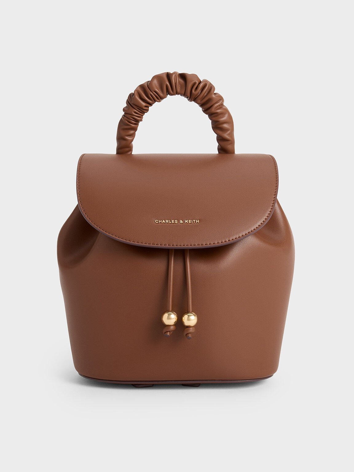 Eve Ruched-Handle Backpack, Chocolate, hi-res