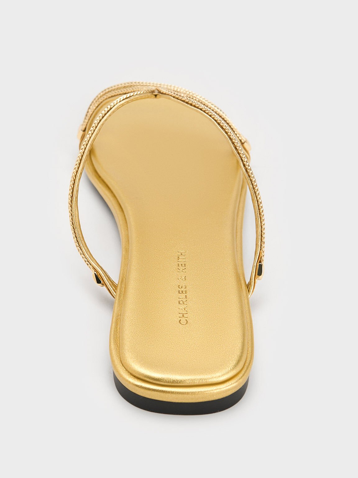 Metallic Braided Strappy Sandals, Gold, hi-res