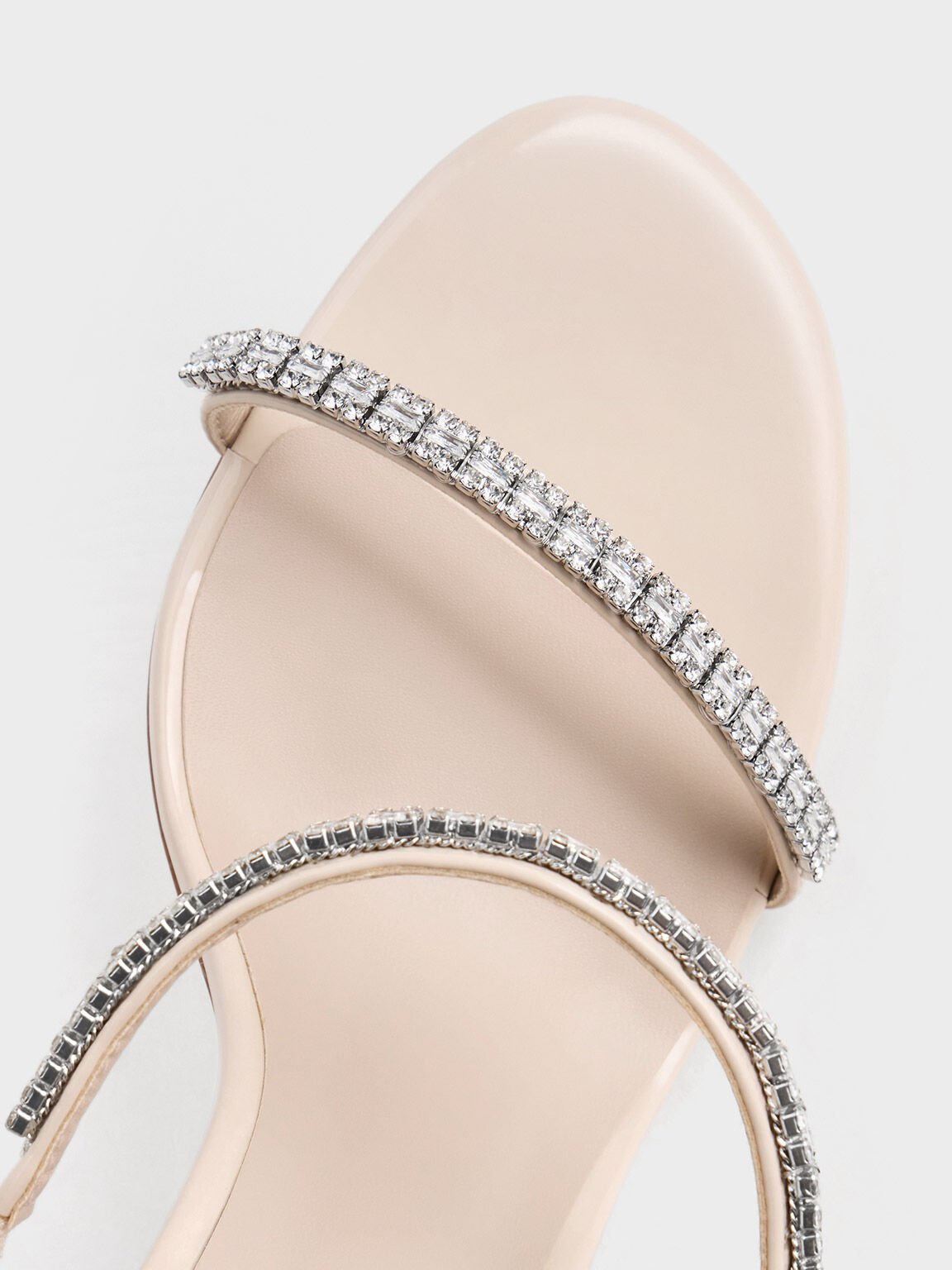 Ambrosia Patent Gem-Embellished Heeled Mules, Cream, hi-res