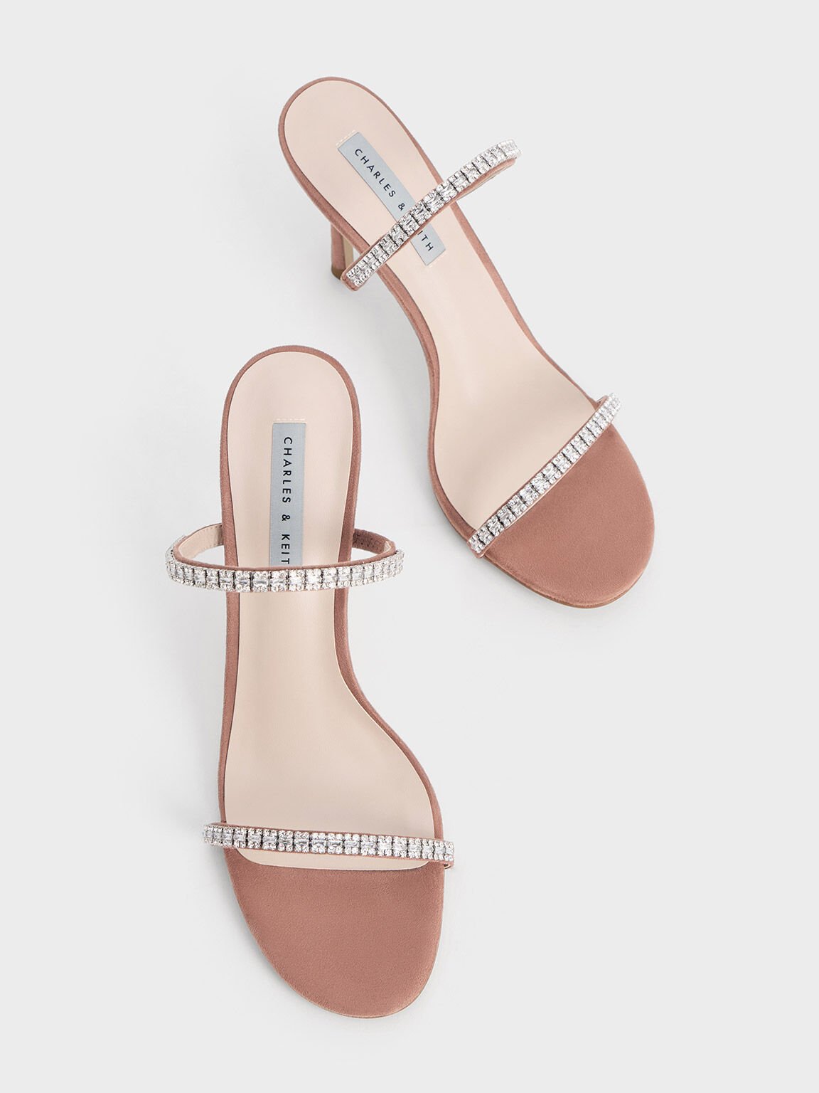 Ambrosia Textured Gem-Embellished Heeled Mules, Nude, hi-res