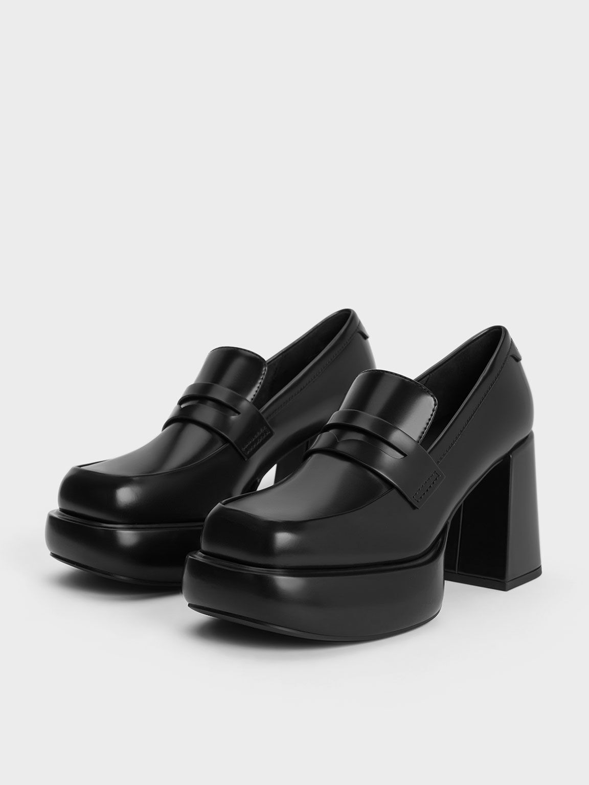 Monique Platform Loafer Pumps, Black Box, hi-res