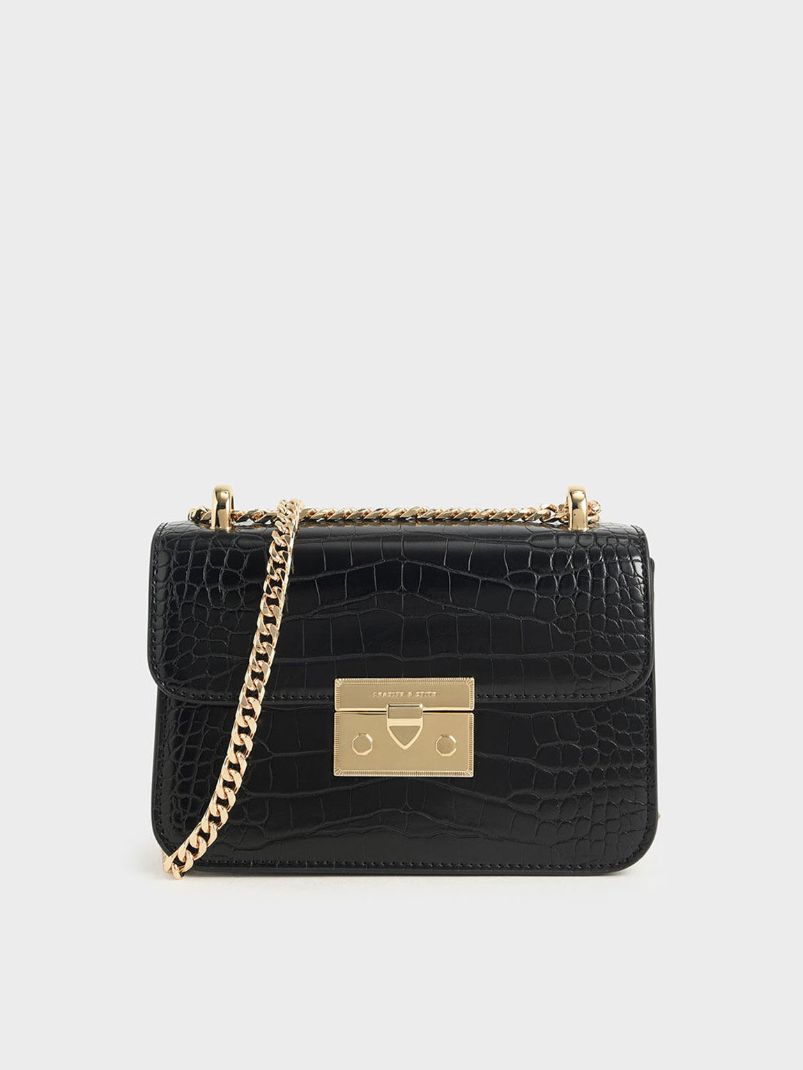 Buy ESBEDA Gold Color Crocodile Textured Handbag for Women online