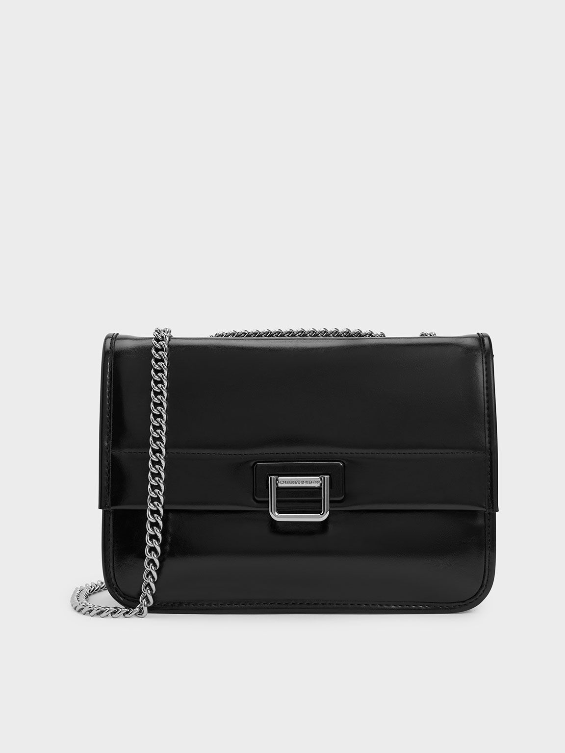 Neva Chain-Handle Shoulder Bag, Noir, hi-res