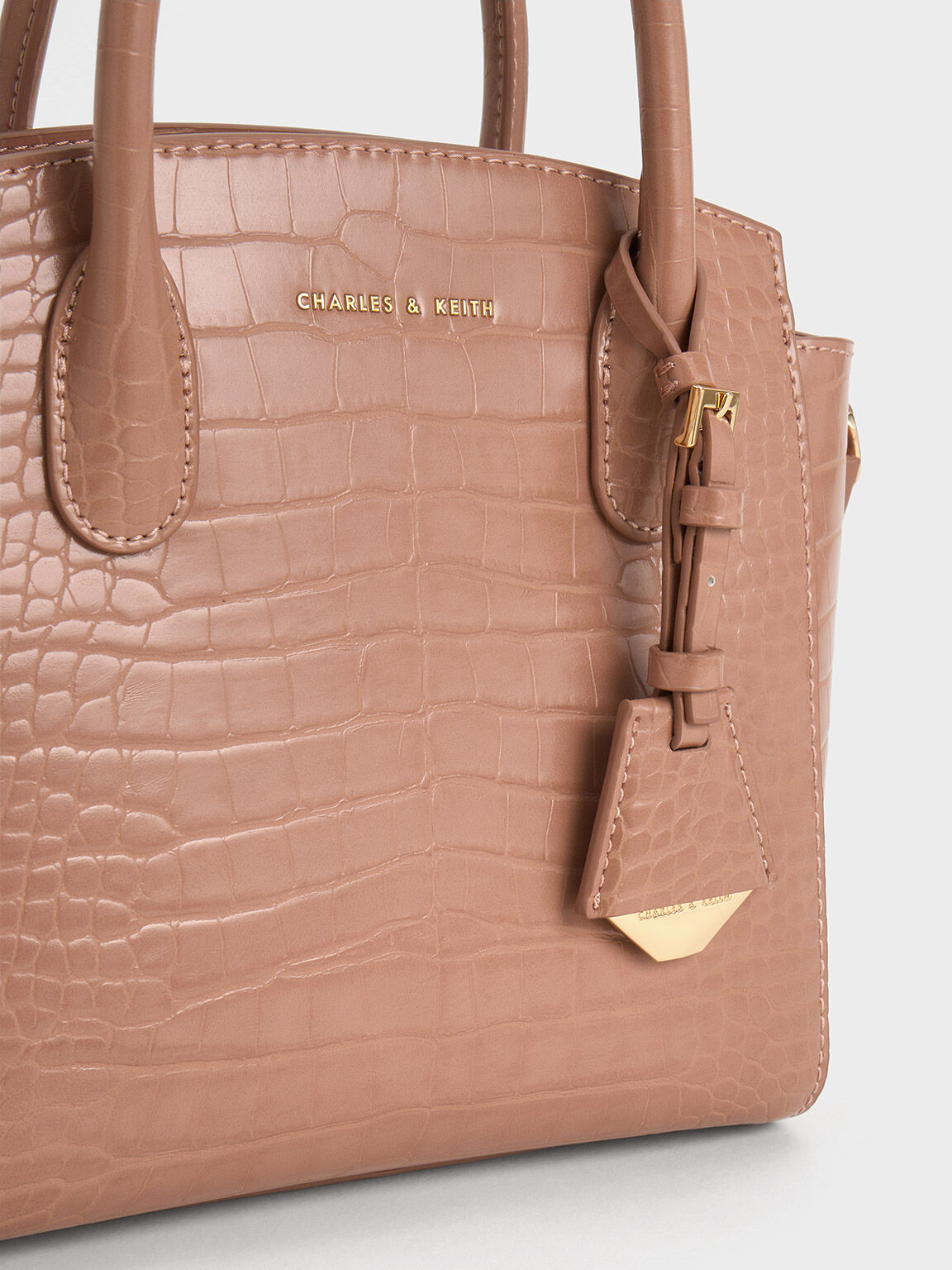 Harper Croc-Effect Structured Top Handle Bag, Blush, hi-res
