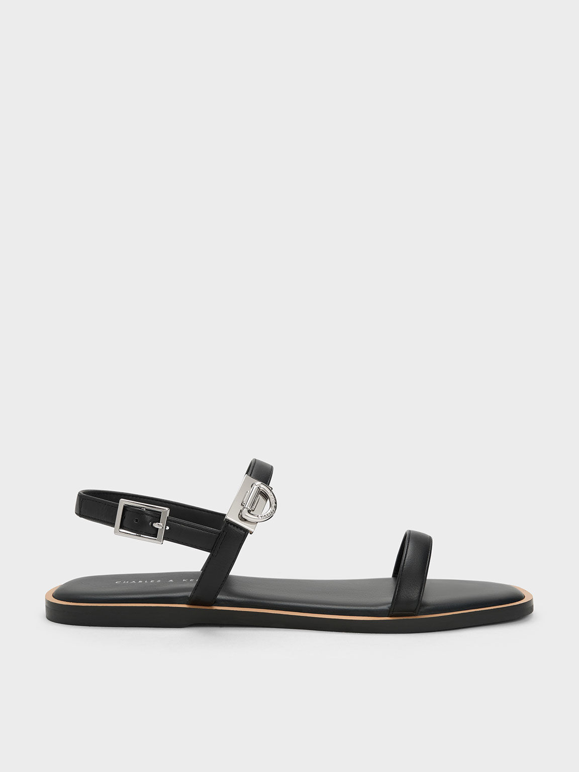 Grunt Black Buckle Toe-Ring Flat Sandals | SHV-AG-161 | Cilory.com