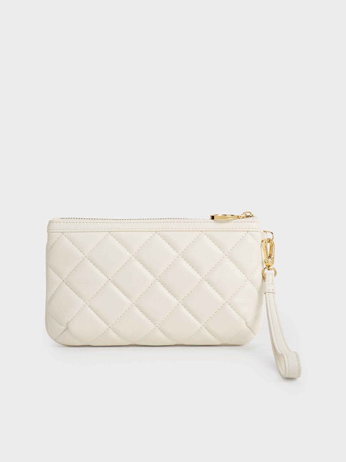 Cressida Quilted Wristlet, White, hi-res