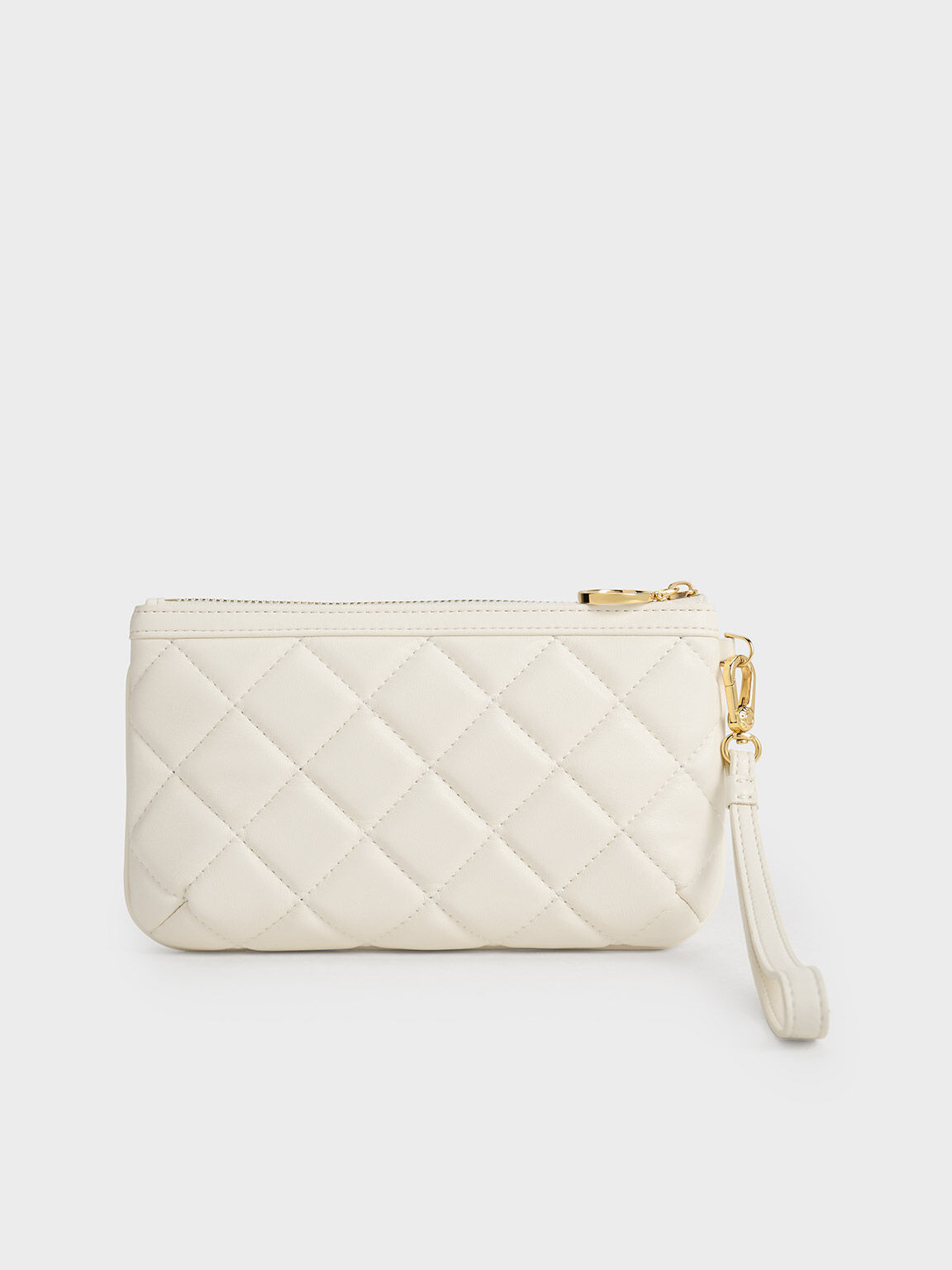 Cressida Quilted Wristlet, White, hi-res