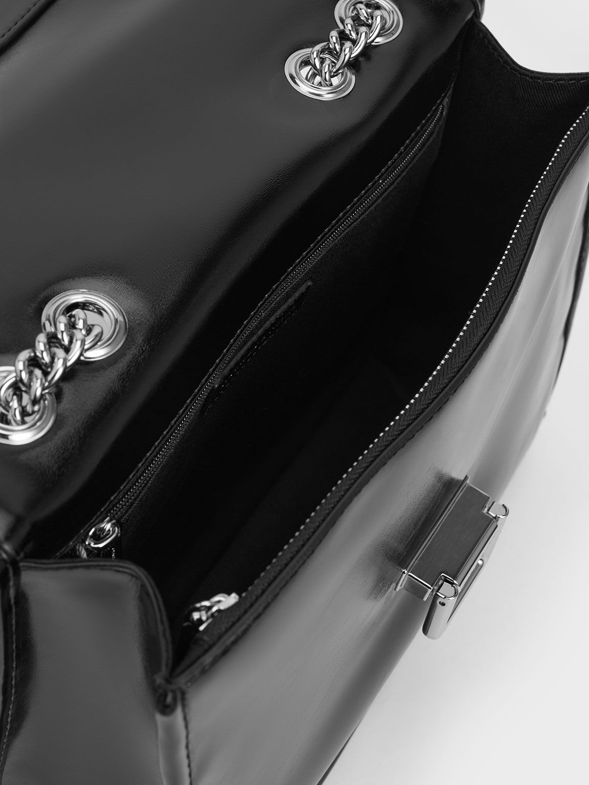 Neva Chain-Handle Shoulder Bag, Noir, hi-res