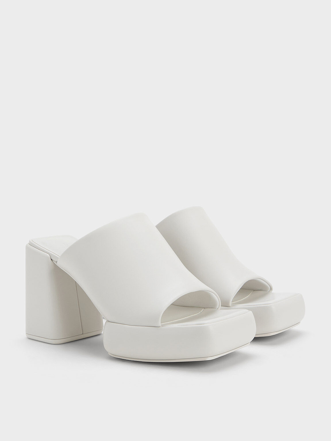 Lucile Block-Heel Platform Mules, White, hi-res