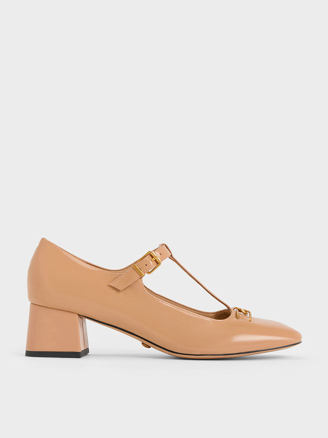 Gabine Leather T-Bar Mary Jane Pumps, Nude, hi-res