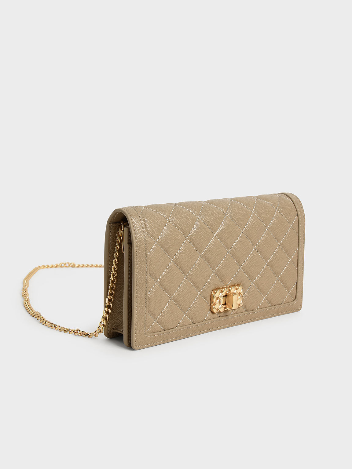 Micaela Quilted Long Wallet, Sand, hi-res