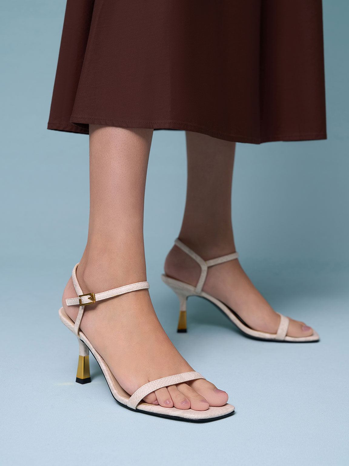Off White Leather-Look Strappy Block Heel Sandals | New Look