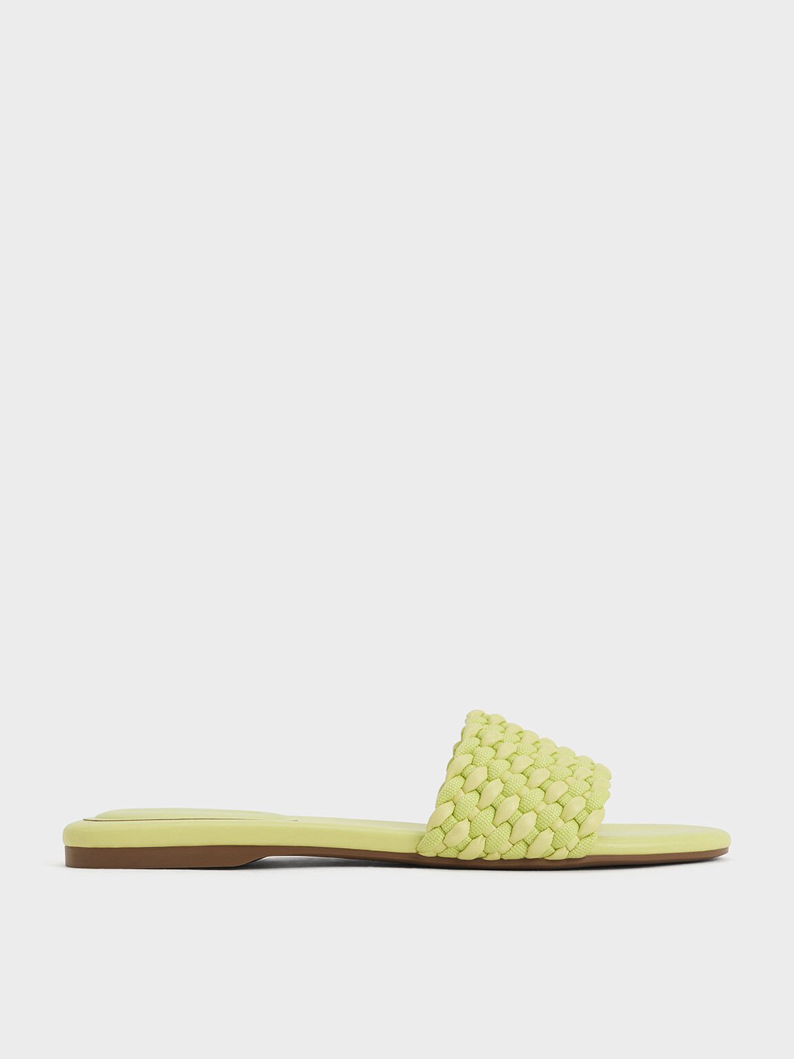 Woven Open-Toe Slides, Lime, hi-res