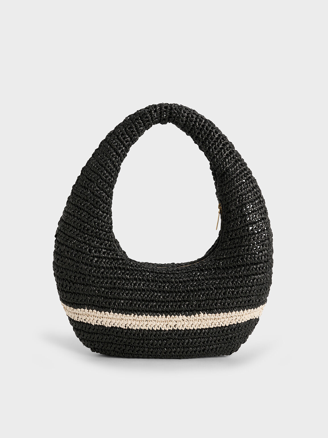 Allegra Knitted Slouchy Hobo Bag, Black, hi-res