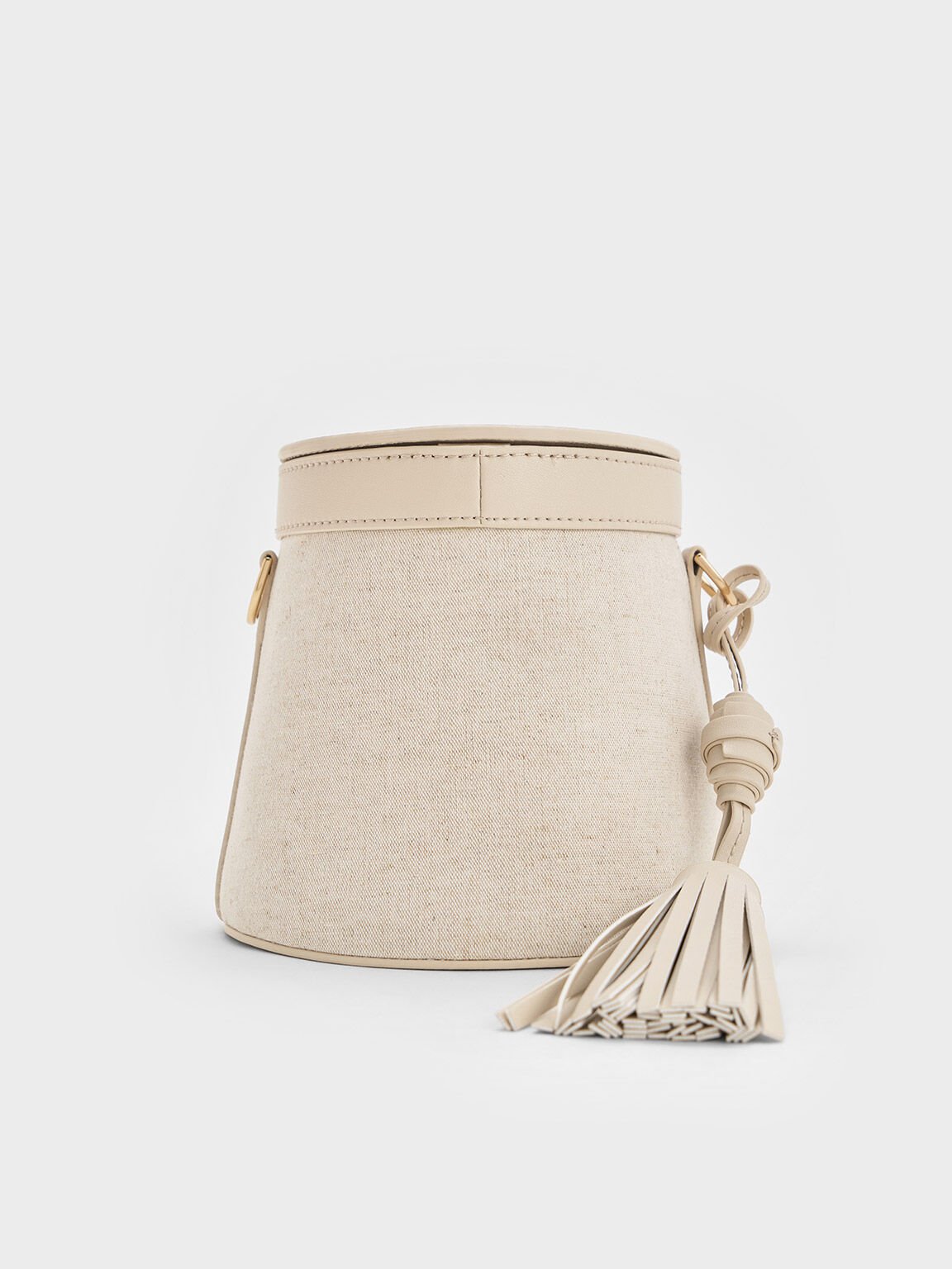 Sianna Linen Bucket Bag, Beige, hi-res