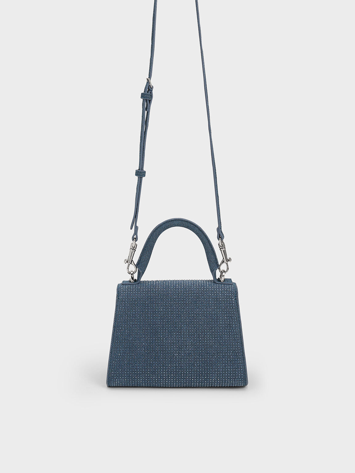 Huxley Metallic Push-Lock Top Handle Bag, Denim Blue, hi-res