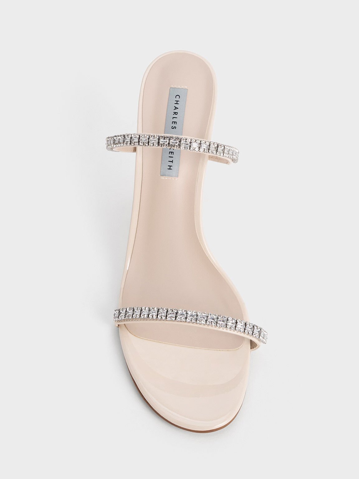 Ambrosia Patent Gem-Embellished Heeled Mules, Cream, hi-res