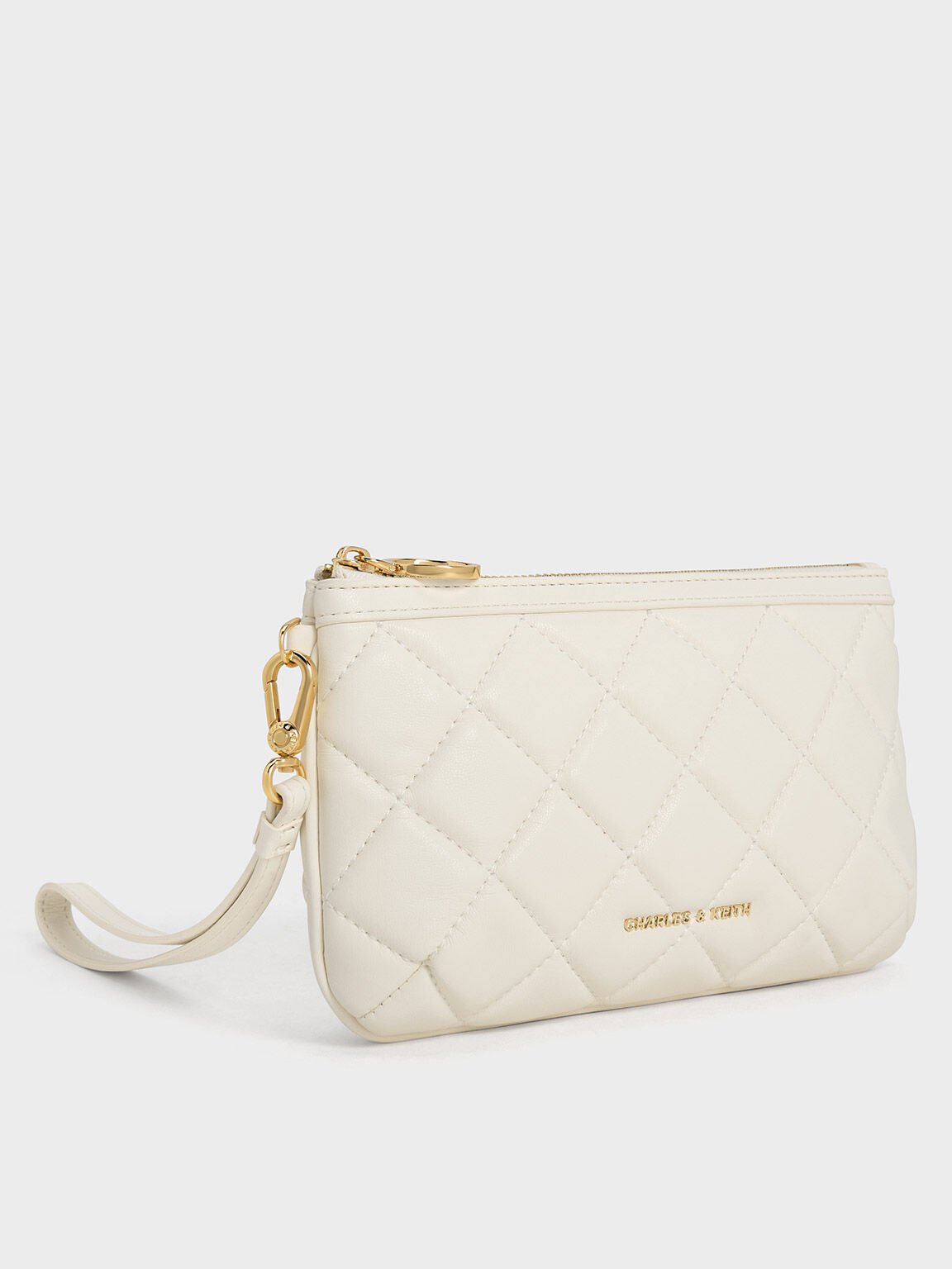 Cressida Quilted Wristlet, White, hi-res