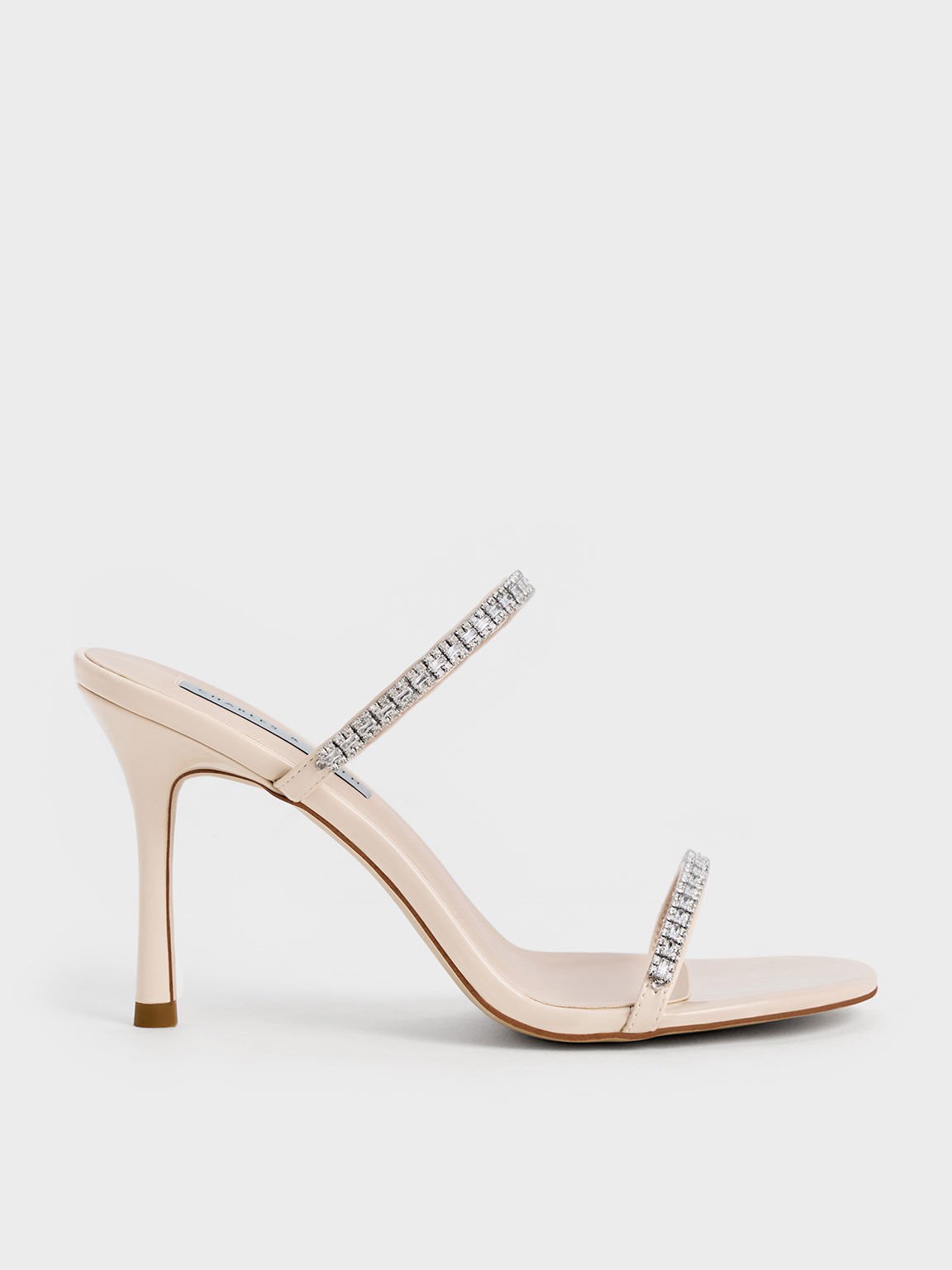 Ambrosia Patent Gem-Embellished Heeled Mules, Cream, hi-res