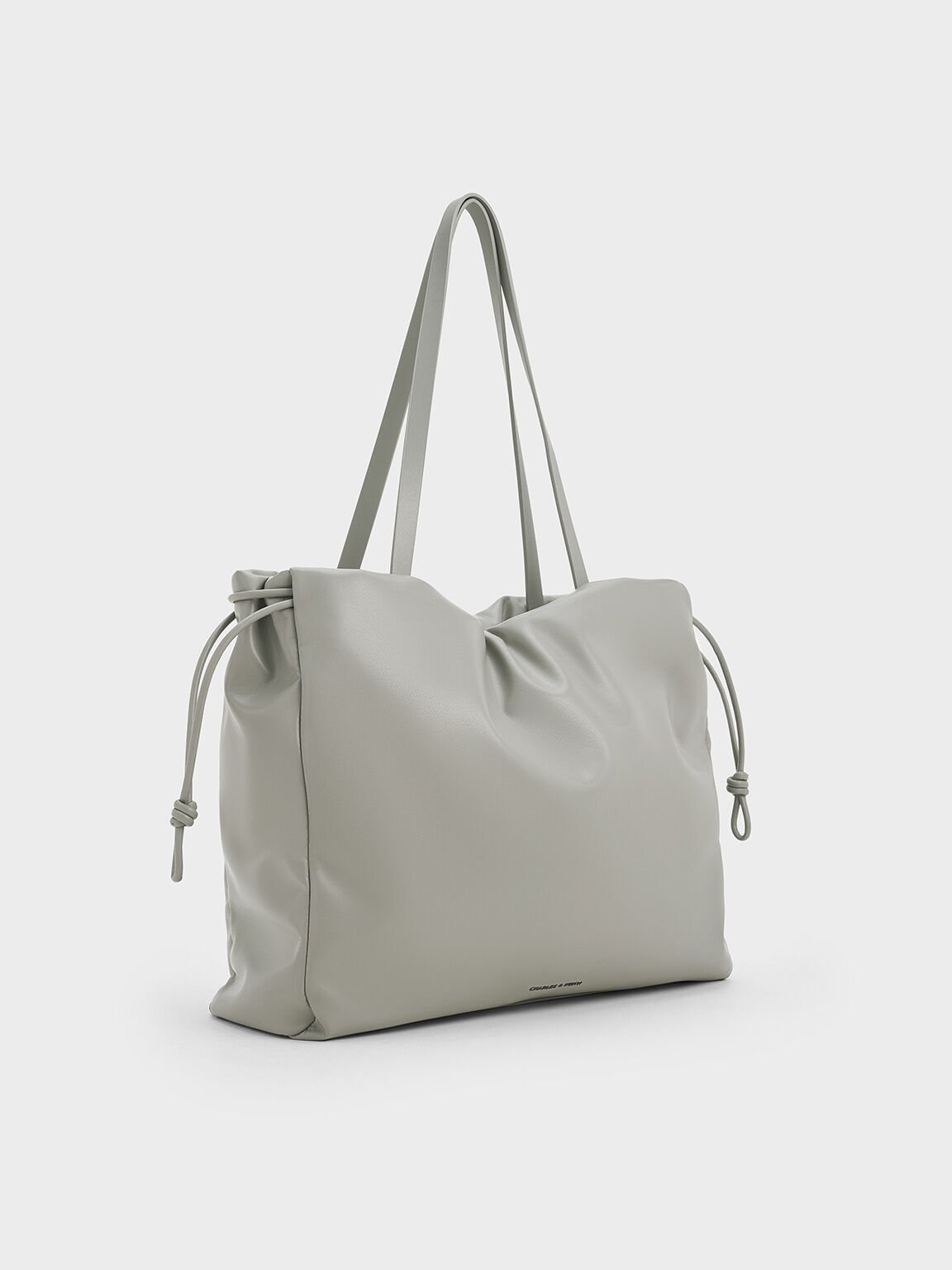 Bethel Ruched Drawstring Tote Bag, Grey, hi-res