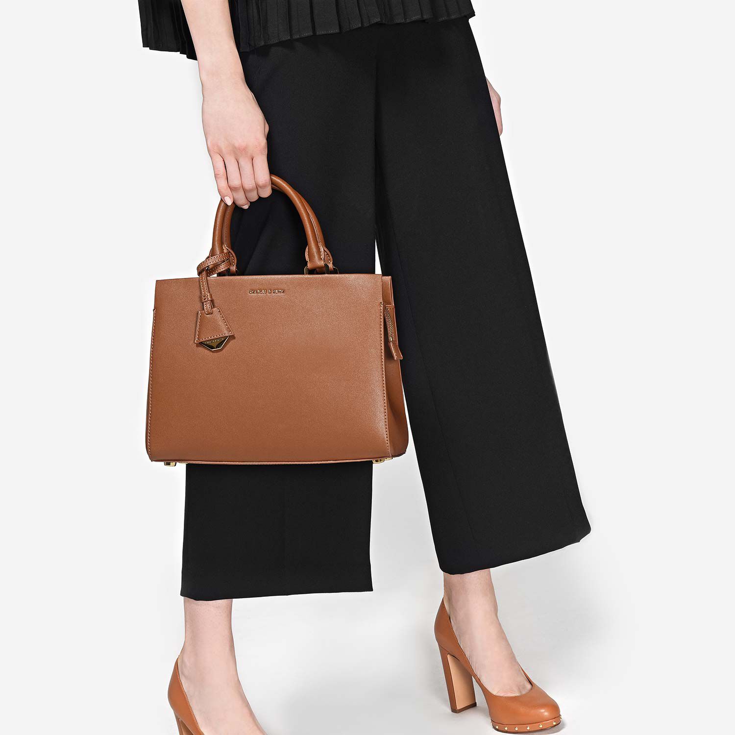 Classic Structured Handbag, Brown, hi-res