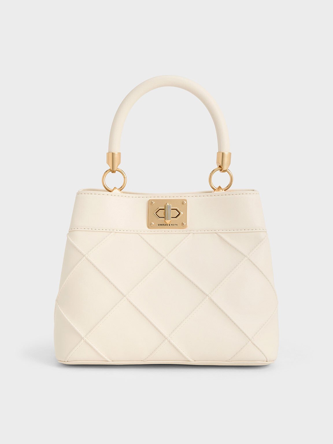 Eleni Quilted Top Handle Bag, Cream, hi-res