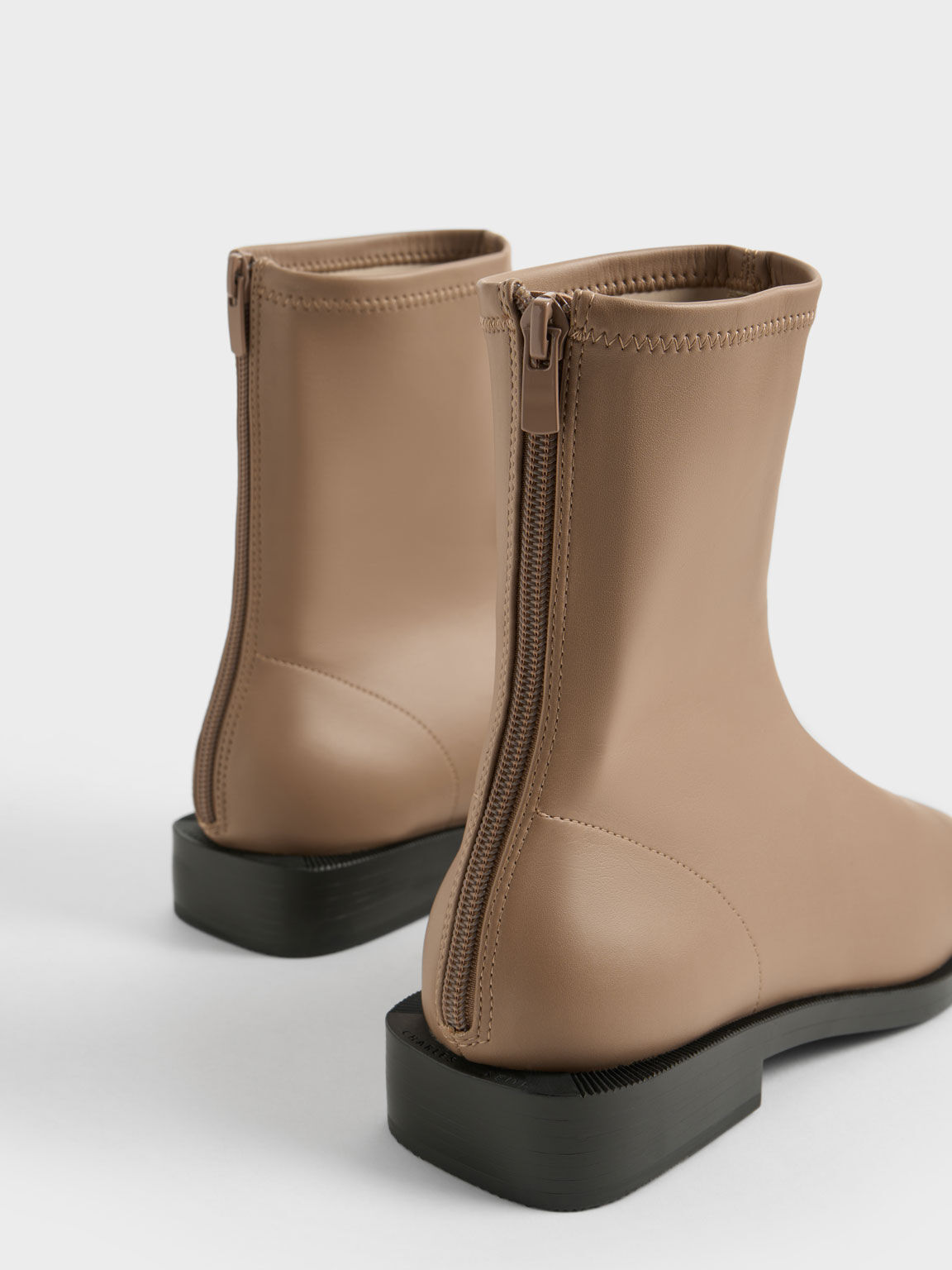 Square Toe Zip-Up Ankle Boots, Camel, hi-res