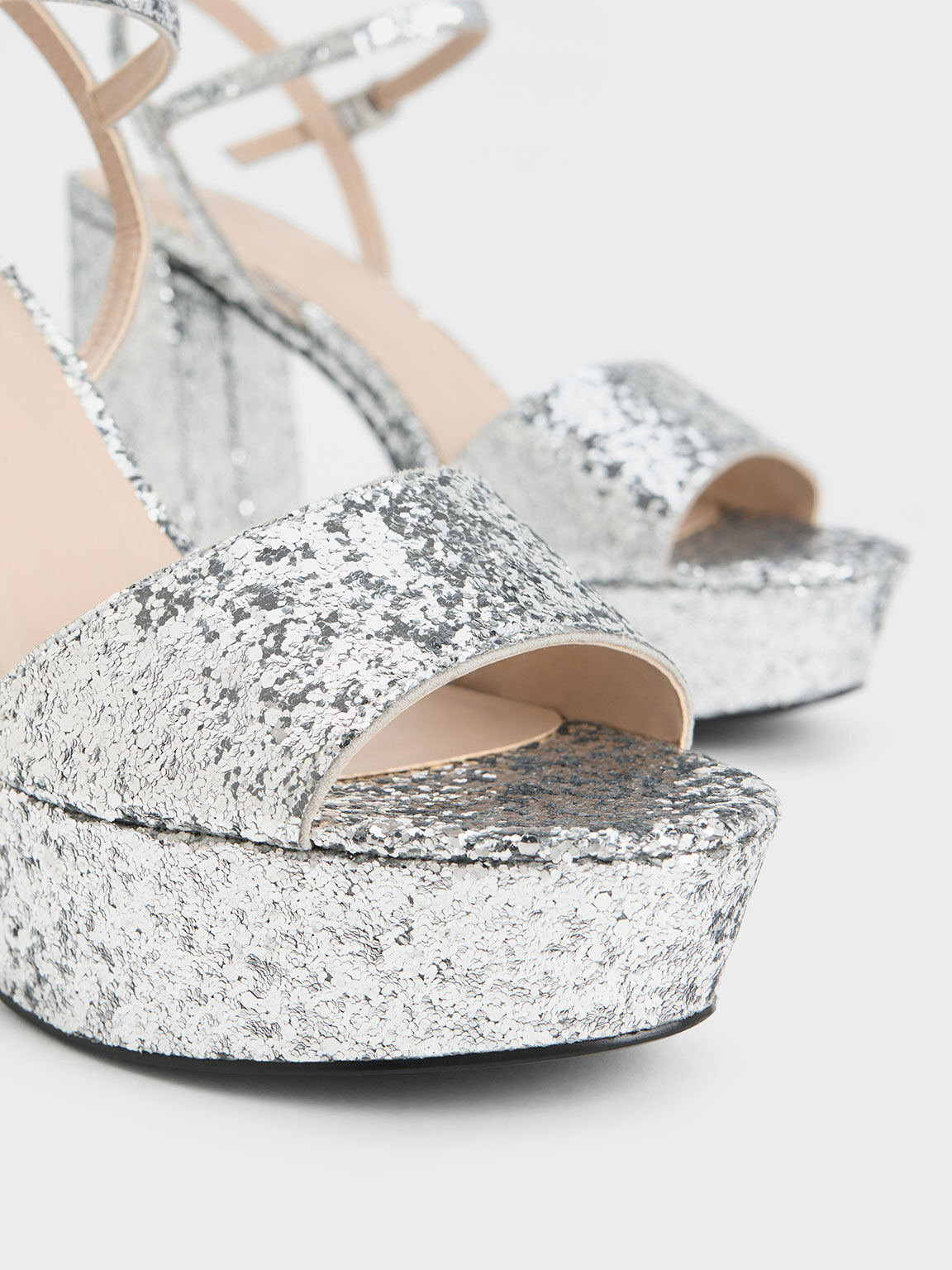 Silver Crystal pavé effect platform sandal - Le Silla