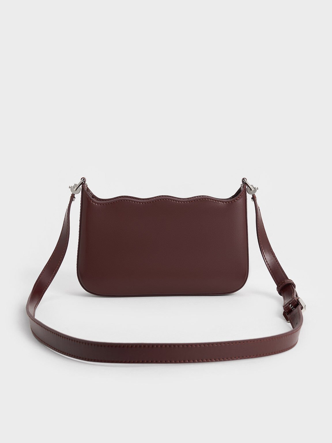 Wavy Braided Chain-Link Shoulder Bag, Burgundy, hi-res