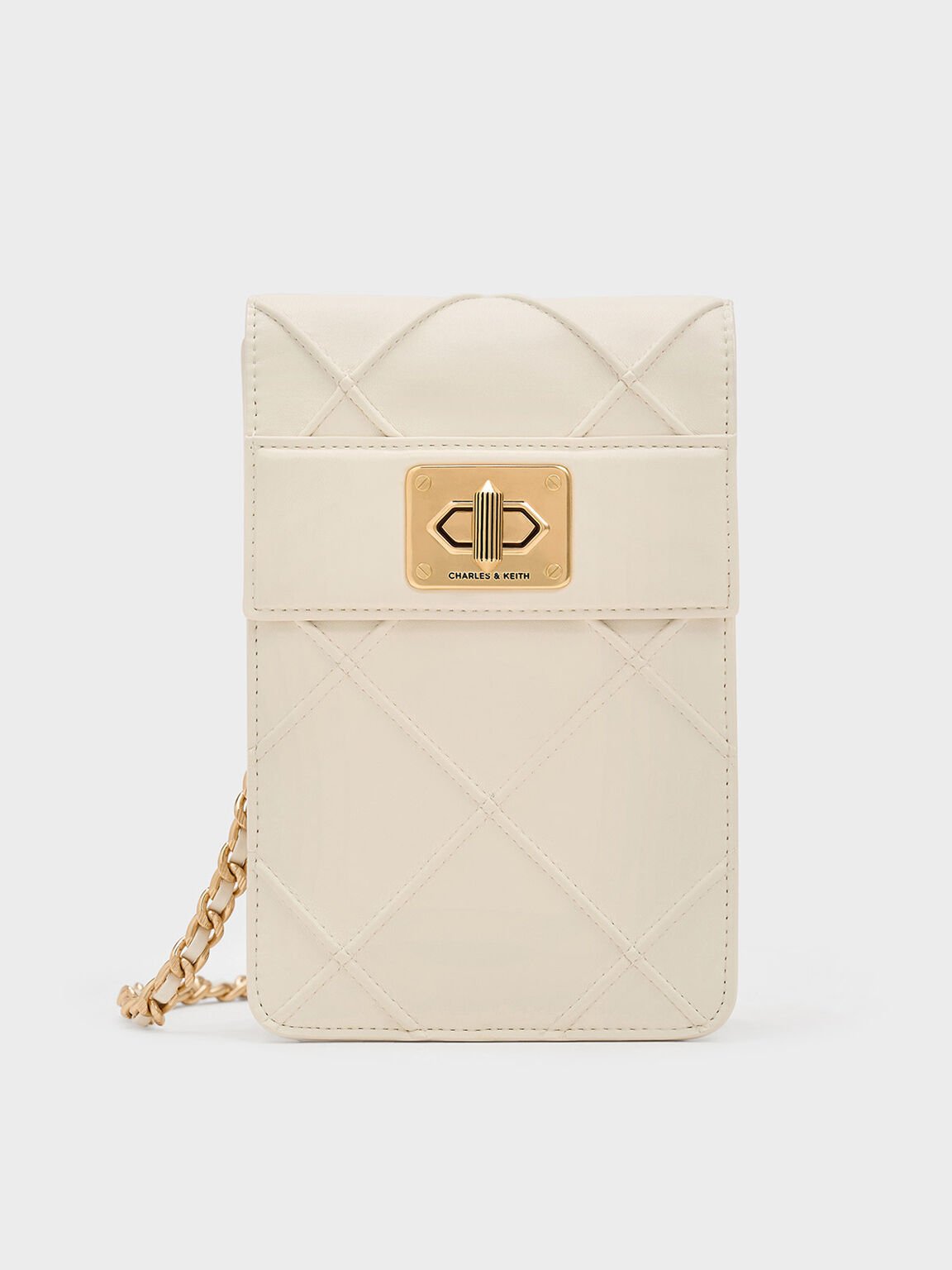 Eleni Quilted Elongated Crossbody Bag, Cream, hi-res