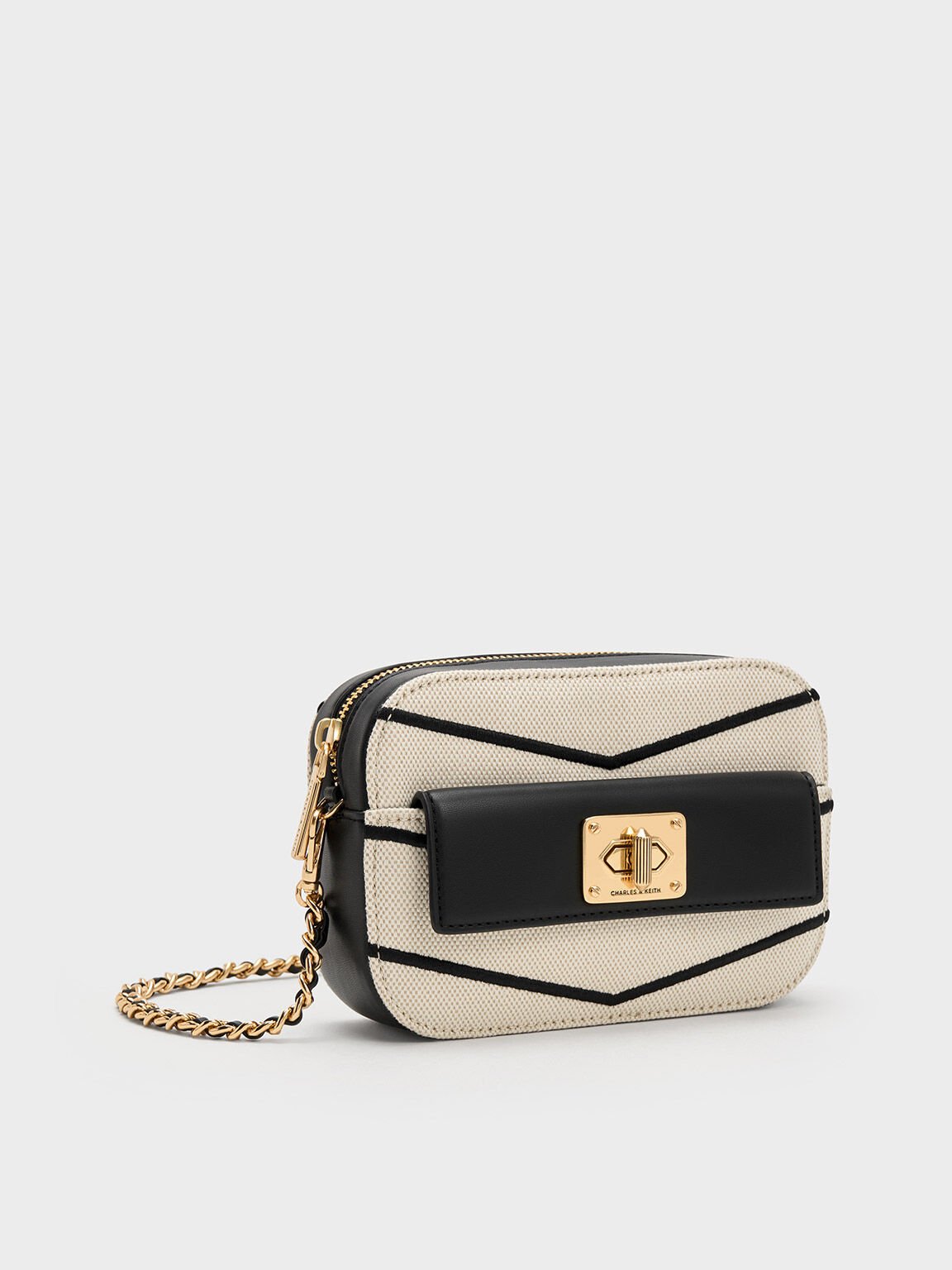 Eleni Canvas Chevron Zip Crossbody Bag, Multi, hi-res