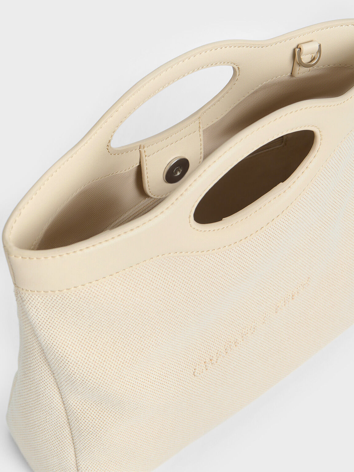 Arwen Canvas Curved-Handle Bag, Beige, hi-res