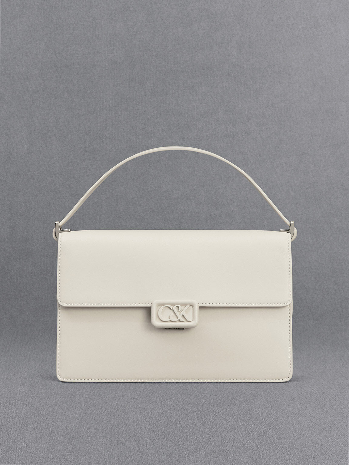 White Leather Shoulder Bag - CHARLES & KEITH IN