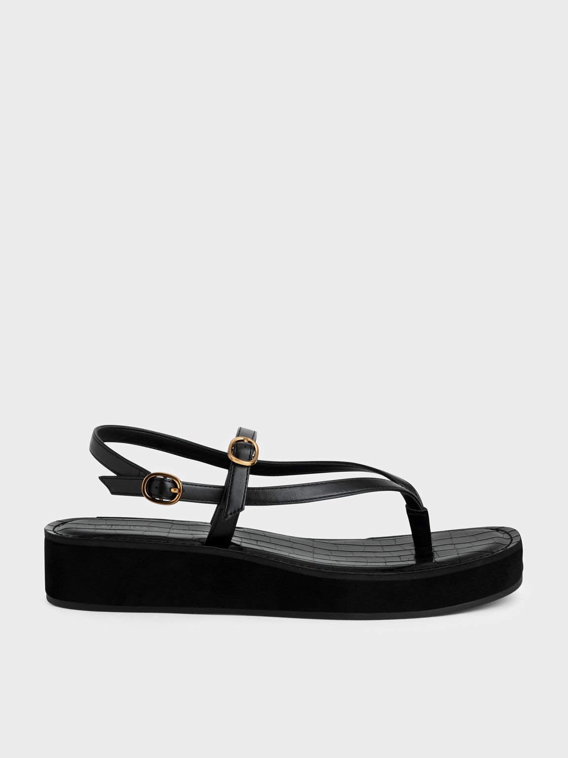 Faux-Leather Kitten-Heel Thong Mule Sandals | Old Navy